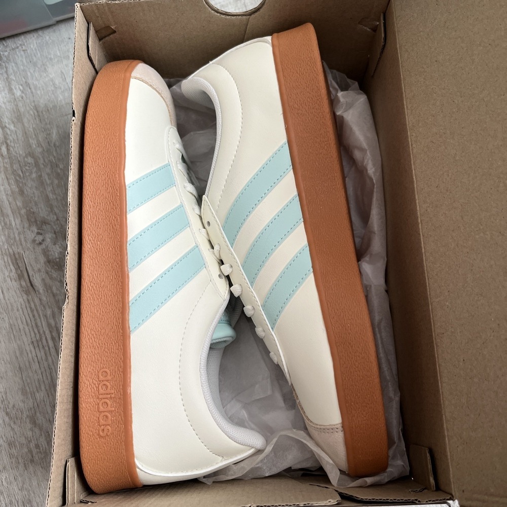 Adidas Women's Vl Court Base Trainers Sneakers Sports Shoes Low Size 8 Lite Blue - Picture 6 of 6